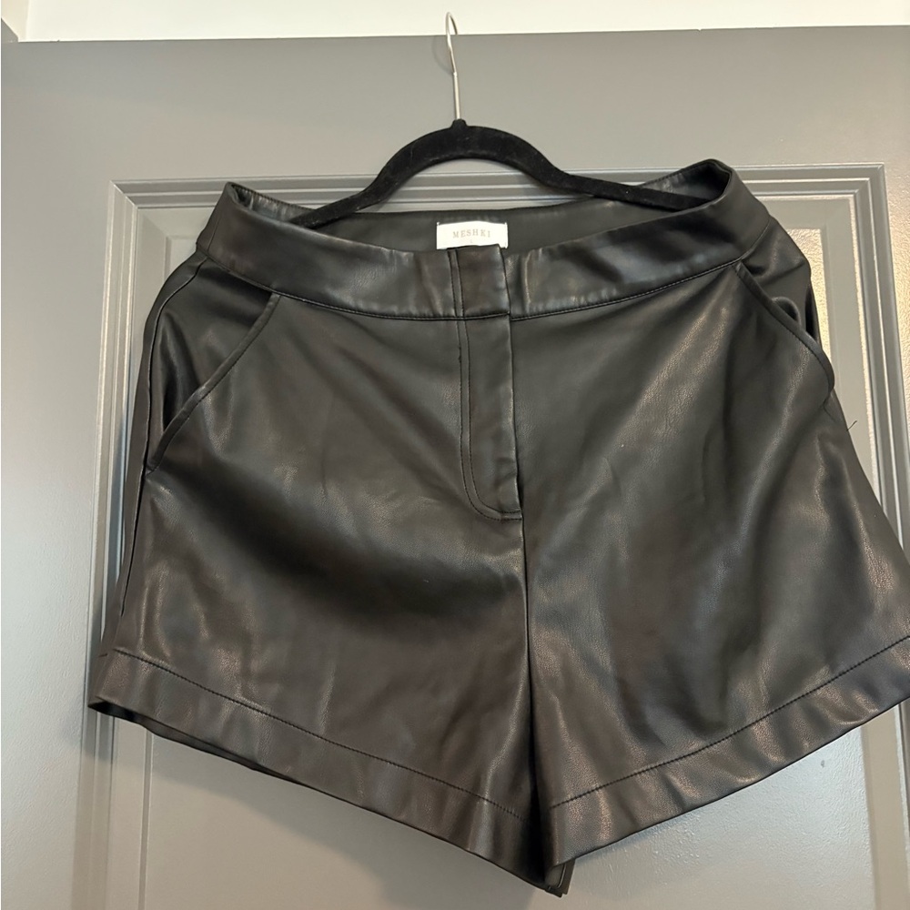 a Black Women's leather Shorts